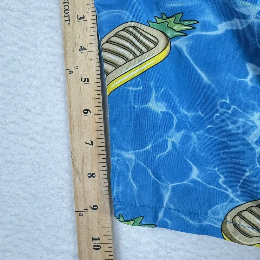 Neff‎ Swim Trunks Men M Blue Pineapple Pool Float Print Board Shorts Beach Surf